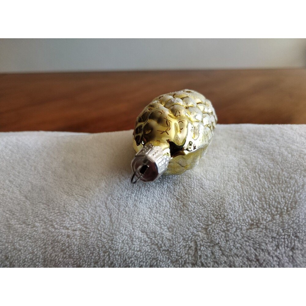 Vintage Blown Glass Pinecone Christmas Ornament Gold Mica 3.5" - Picture 8 of 10